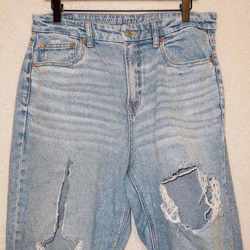 American Eagle Light Wash Stretch High Rise Curvy 90s Straight Leg Jeans