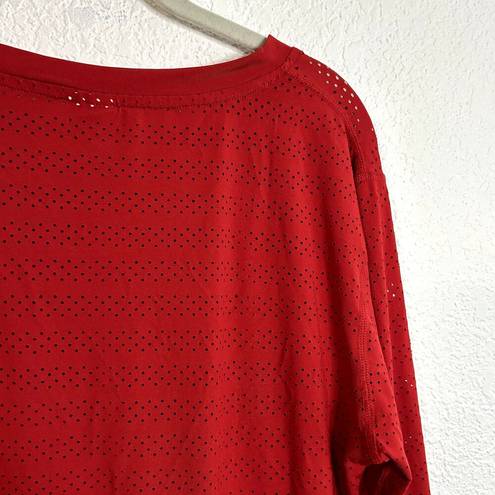 Zyia  Active Long Sleeve Mesh Tee Womens Size XL Bright Red Workout Running