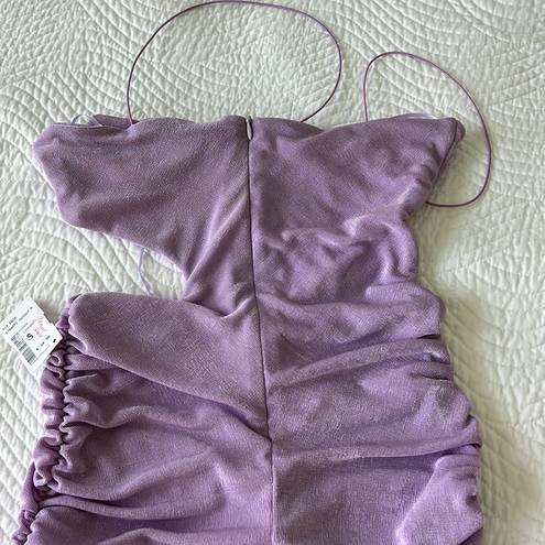 Blanc NWT  Clothing Strappy Cutout Bodycon Ruched MIDI Dress Size Small Lavender