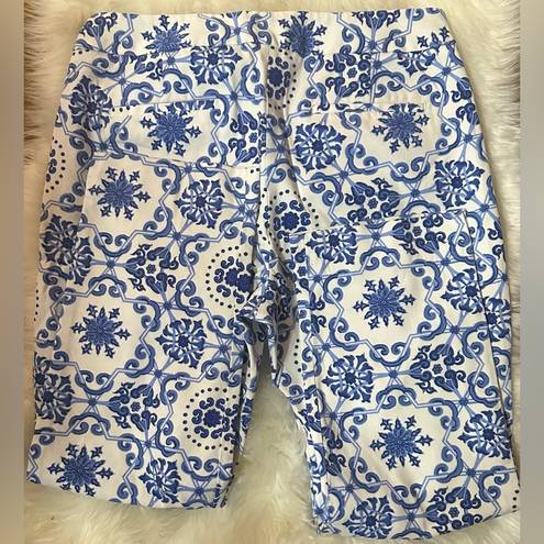 Talbots  Heritage Crop Pants Blue Porcelain Mosaic‎ Womens Sz. 8