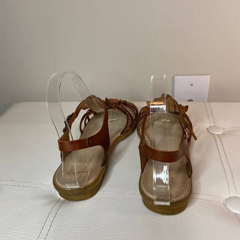 Vera Pelle  Brown Leather Floral Gladiator Sandals Sz 38