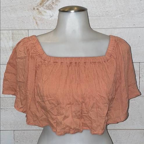 SEEK the Label  Women’s Blush Pink Off Shoulder Pop Over Smocked Crop Top Size S