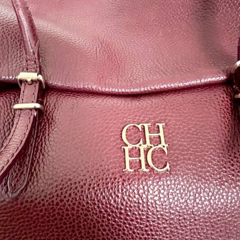 Carolina Herrera  burgundy leather tempo adagio large tote bag