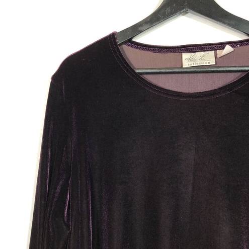 Kathie Lee Collection  Plum Purple Velvet Top Pullover Blouse XL Retro Vintage