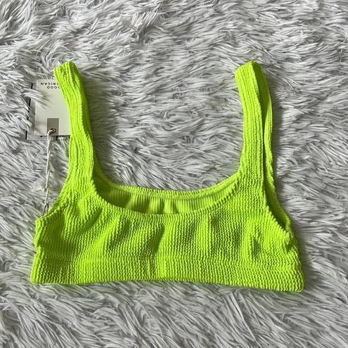 Good American  Women’s Always Fits Scoop Neck Bikini Top in Electric Lime sz 1/2