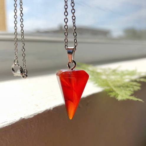 Carnelian Pendulum Pendant Chain Necklace Red