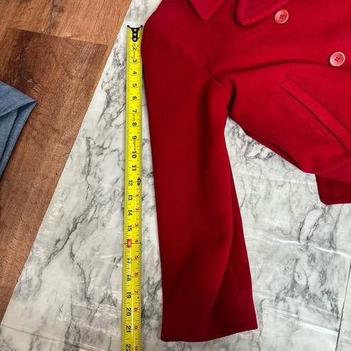 Hilary Radley Vintage Wool Cashmere Made in Italy Blend Red PeaCoat Coat size 2 Petite HEMMED