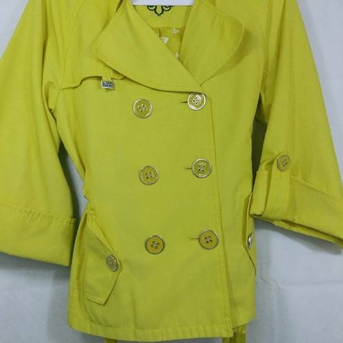 Guess  Sun Yellow Trench Button Up Coat Bright Bold Size M