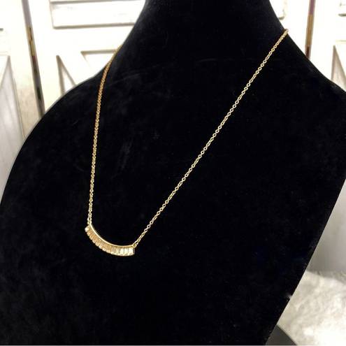 Jessica Simpson  Rhinestone Bar Fashion Necklace Gold Tone