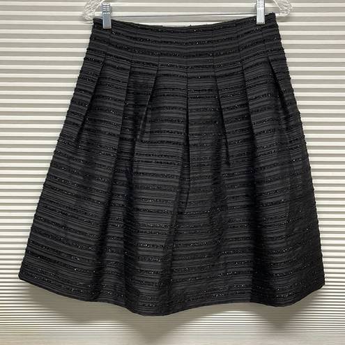 Talbots  NWT Black Textured Sparkle Striped A-Line Pleated Mini Skirt Size 4P