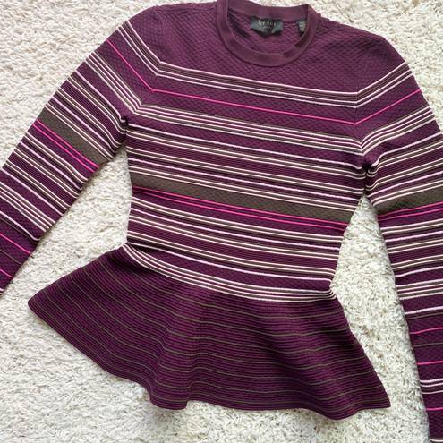 Ted Baker London Purple Stripe Peplum Blouse Sweater