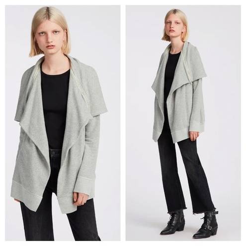 ALLSAINTS  Mila Dahlia Sweatshirt Grey Zipper Oversized Cardigan XS