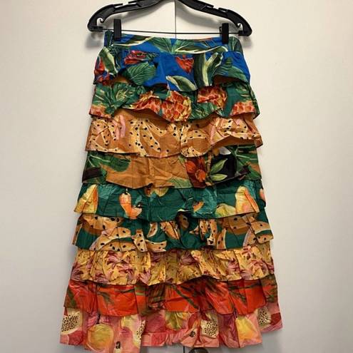 Farm Rio COPY - NEW  Mixed Prints Multi-Layered Midi Skirt