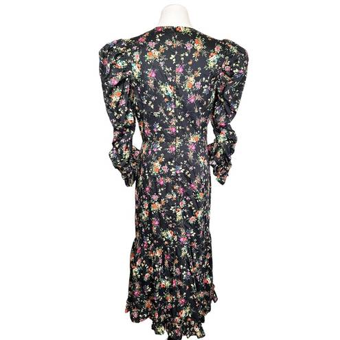 Black Halo  NEW Nadir Puff Long Sleeve Floral Ruffle Dress Garden Glow Black 10