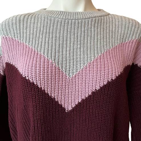 1. State  Chevron Colorblock Oversized Chunky Knit Sweater Sz S