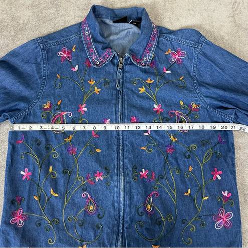 Erika  Blue Denim Floral Jacket Size M