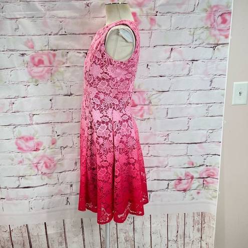 New York And Company  Women's Laced Floral Fit & Flare Dress Ombre Pink Size 4