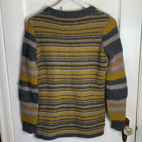 Elizabeth and James  Crewneck Sweater Striped Womens Yellow & Grey Size XS