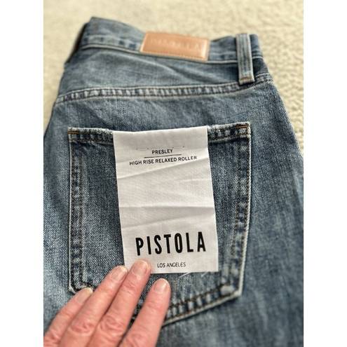 Pistola  Presley High Rise Relaxed Roller Jean Crop Length in Grand Blue Size 28