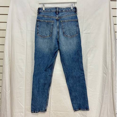 ZARA  High Waisted Whiskered Slim Fit Denim Skinny Jeans Blue Women's Size US 4