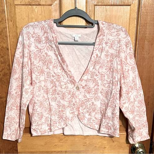 Apt. 9  Pink Paisley Cropped Cardigan XL