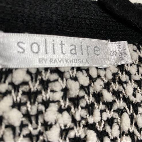 Solitaire  White & Black Open Front Cardigan