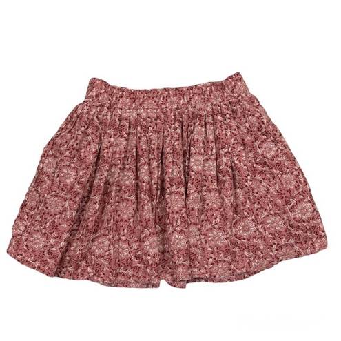 American Eagle Pink Floral Cotton Linen Pleated Mini Skirt NEW