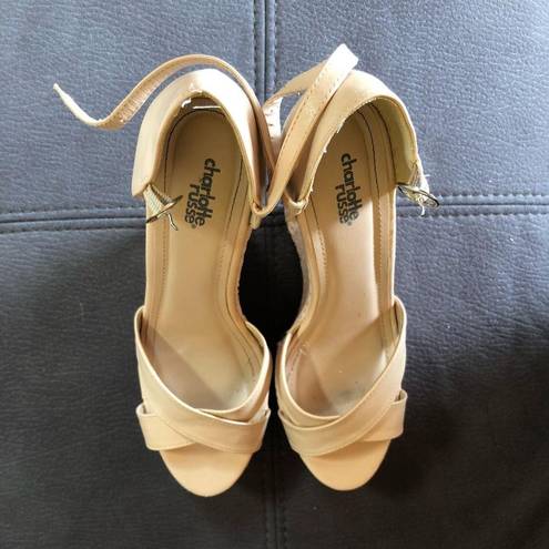 Charlotte Russe Cream Platform Wedge Sandals S9