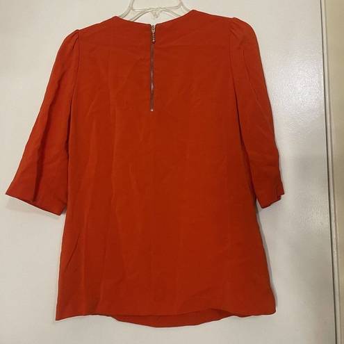 Kate Spade  New York Orange red Jeweled collar short sleeve blouse size 4