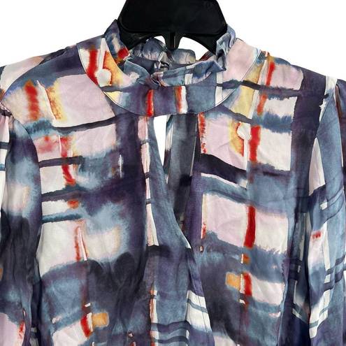 Parker  Abstract Watercolor Print Long Sleeve Blouse Small New