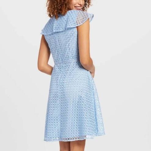 Draper James  Light Blue Lattice Lace A Line Dress Sz.12