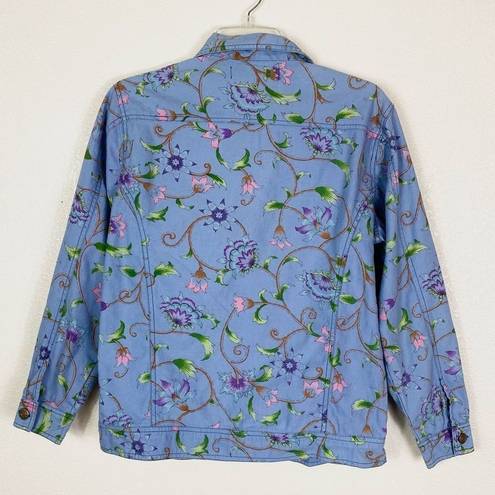 Vintage Blue  Floral Button Up Jean Shacket Jacket