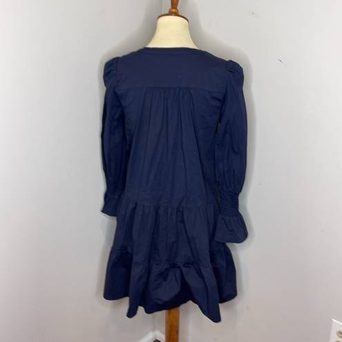 Tuckernuck  Pomander Place Navy Blue Kenzo Tiered Cotton Poplin Dress