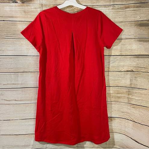 Bobeau casual t-shirt comfy red dress short sleeve women Size Large