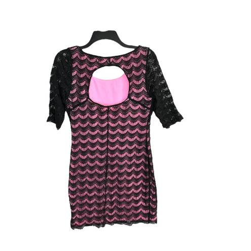 Candie's Candie’s Pink w Black Lace Overlay Dress w Back Cutout Juniors Large