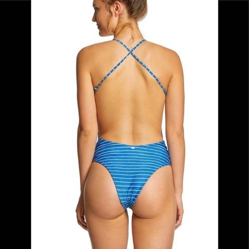 Rip Curl  blue stripe plunge neck cheeky swimsuit. New