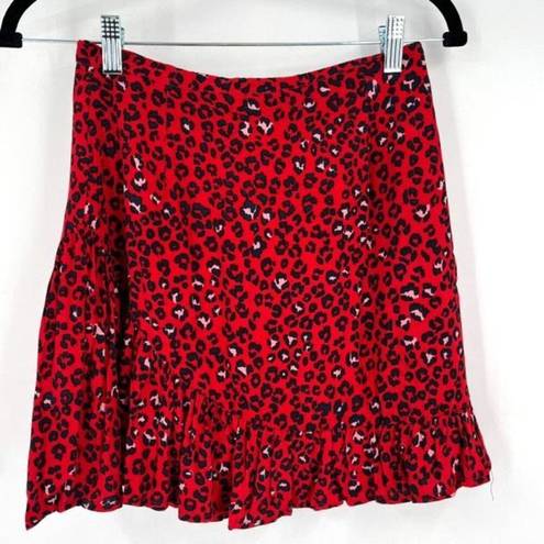 Lovers + Friends  Women's Sahara Cheetah Lined Lena Mini Skirt Red Black Size XS