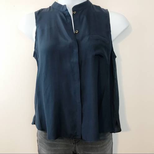 AG Adriano Goldschmied Adriano Goldschmied AG Anthro Navy Blue Silk Sleeveless Blouse Top L new nwt