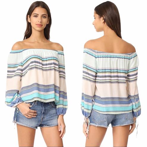 Wildfox new  ✰ Off Shoulder Variegated Stripe Long Sleeve Top ✰ Multi Color ✰ XS