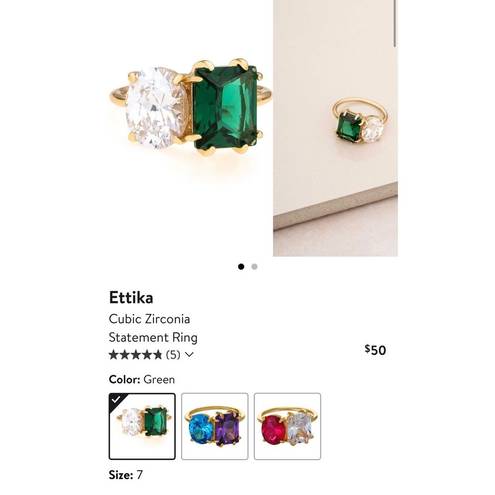 Ettika  Ring Size 7 Gold Emerald Cubic Zirconia CZ Statement Jewelry Womens Nords