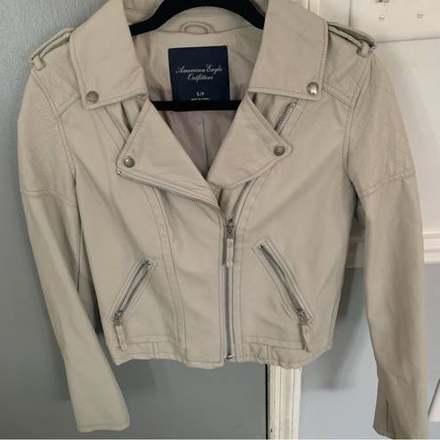 American Eagle  Faux Leather Jacket Size Small Color Bone