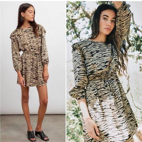 Rails  Ora Abstract Print Long Sleeve Mini Dress in Canyon Tan & Black Small NWT