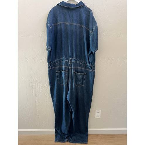 Good American NEW $169  Blue Denim Fit For Success Jumpsuit