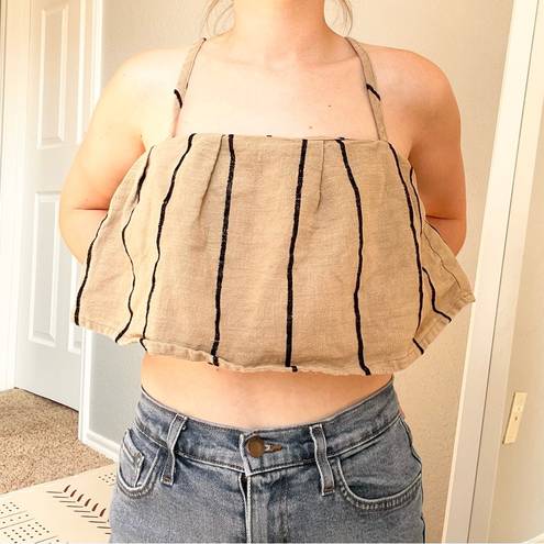 Honey Punch  Tan Striped Crop Top