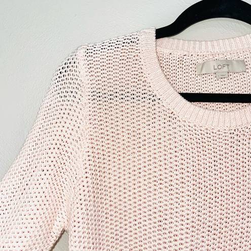 Ann Taylor LOFT 100% Cotton Light Pink Knit Tunic Sweater