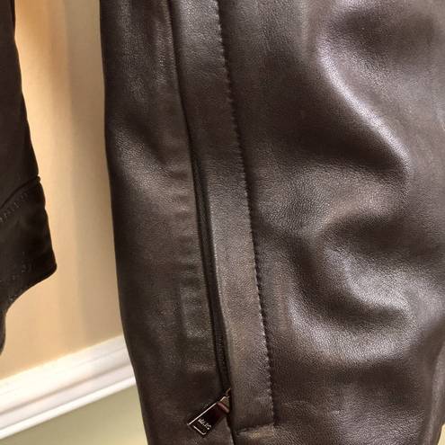 Marc New York  Women’s Dark Brown Leather Faux Trim Jacket