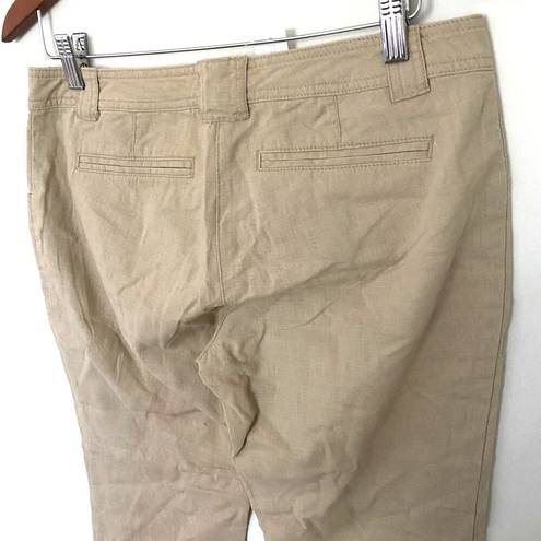 Krass&co NY &  Linen Cotton Blend Crop Straight Leg Khaki Pants Sz 4