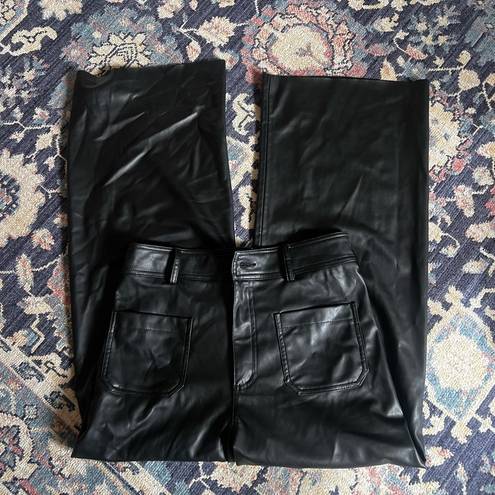 ZARA High-Waisted Faux Leather ZW Marine Straight Pants