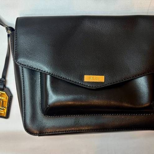 Ralph Lauren Vintage Y2K  Genuine Leather Bramley Messenger Black Crossbody Bag