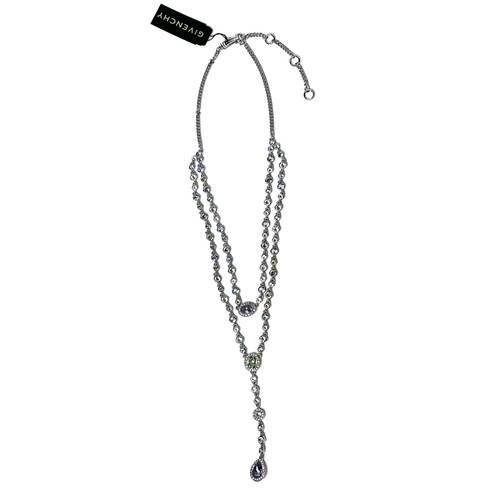 Givenchy | NWT Double Layered Crystal Rhodium Pave Y-Necklace